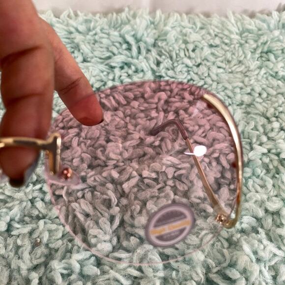 Rimless Pink Lens & Silver Sunglasses NWOT - Picture 6 of 11